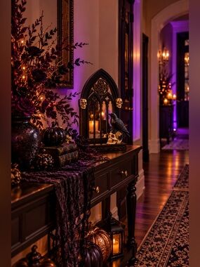 Illuminated Halloween Skull Décor - Black & Gold